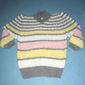 CRISTINA’S vintage turtleneck striped puffy shoulder popcorn texture knit size M